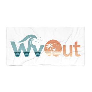 Beach Towel — "WAVE OUT" Tropical Sunset Palm Beach Towel