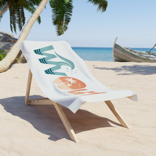Beach Towel — "WAVE OUT" Tropical Sunset Palm Beach Towel